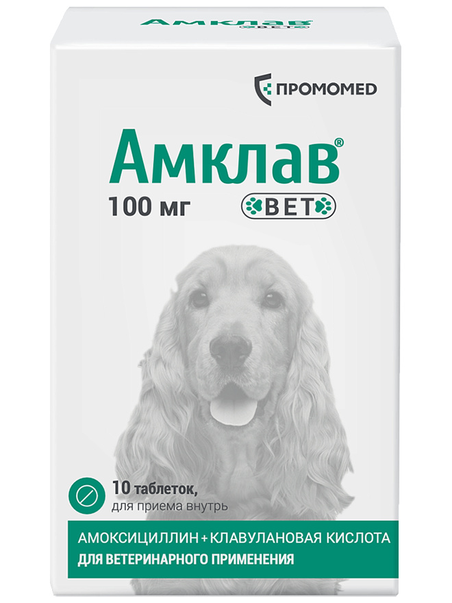 Амклав Вет таб. 100мг №10 (банка)