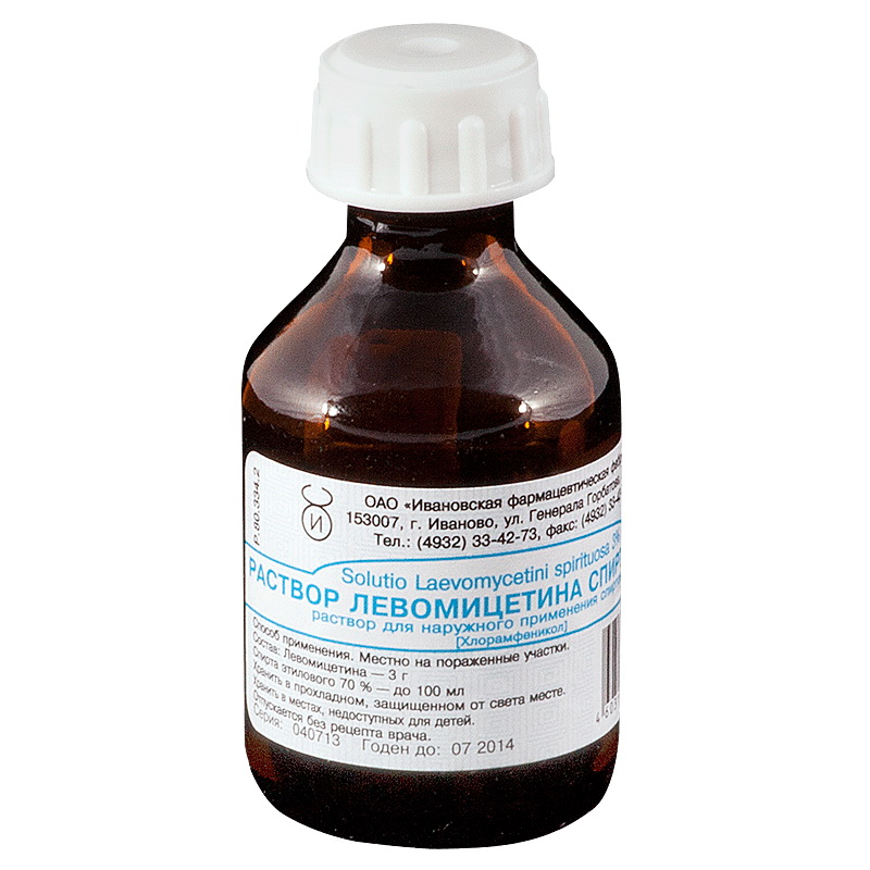 Левомицетин р-р д/наруж. прим. спирт. 3% 25мл/Тверская ФФ