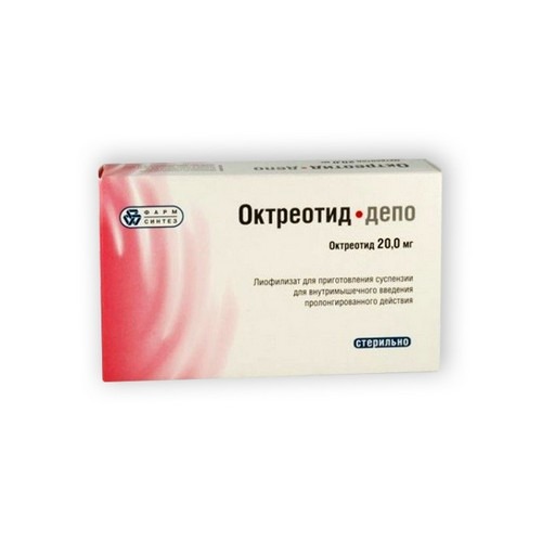 Октреотид-депо лиоф. д/приг. сусп. д/в/м введ. пролонг. высвоб. 20мг №1/Фарм-Синтез