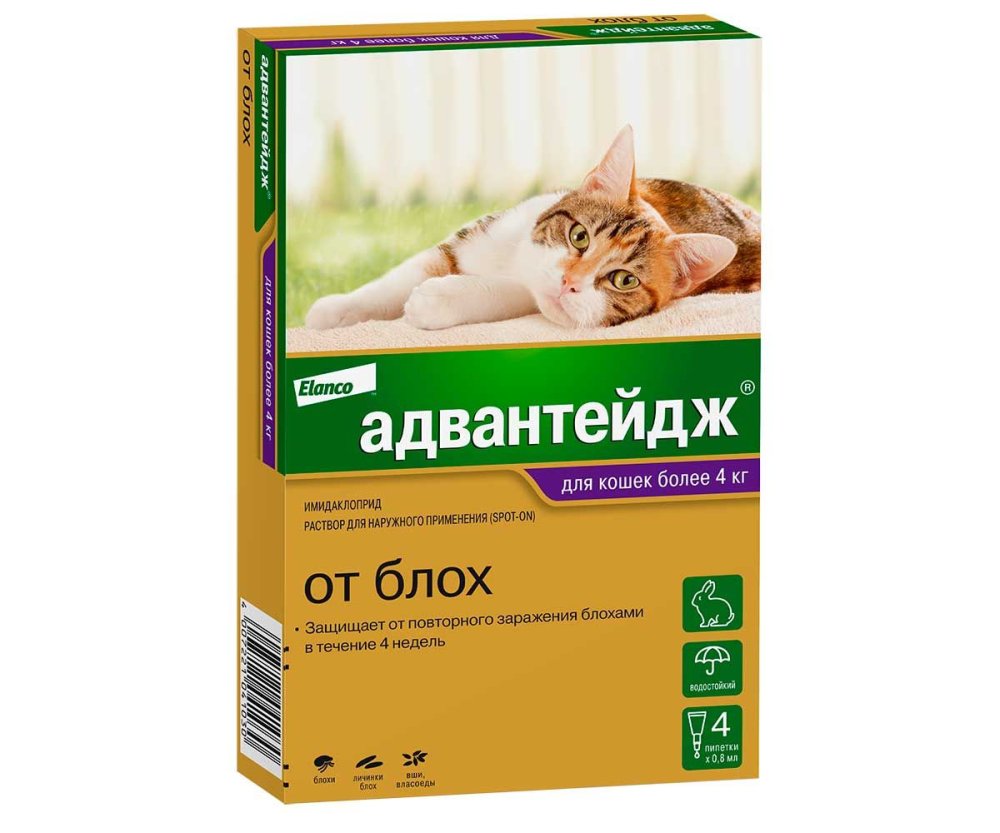 Адвантейдж капли на холку для котят и кошек до 4 кг пип. №4