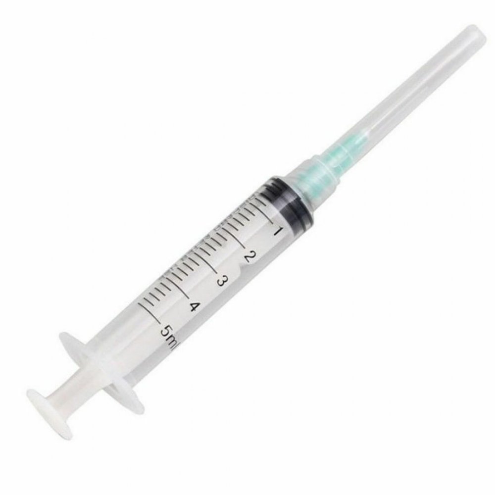 Шприц одноразовый стерильный  инъекционный 5мл 3-х комп с иглой 22G 0,7х38мм №90