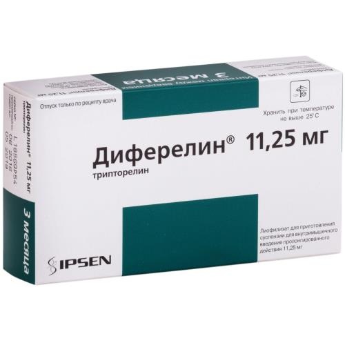 Диферелин лиоф. д/приг. сусп. д/в/м введ. с пролонг. высвоб. 11,25мг фл. комплект р-лем №1