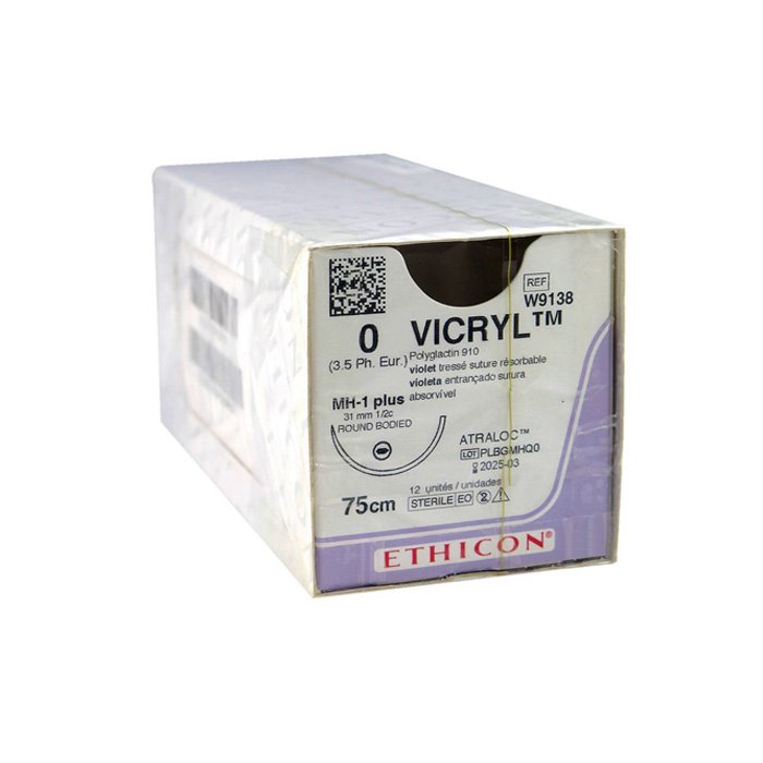 Викрил 3/0, 75 см, фиолет. кол.реж. 26мм, 1/2 №12 W9180