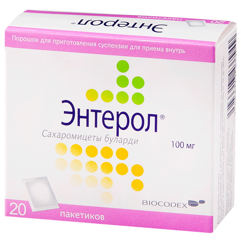Энтерол пор. д/приг. сусп. д/пр. внут. 100мг пак. №20