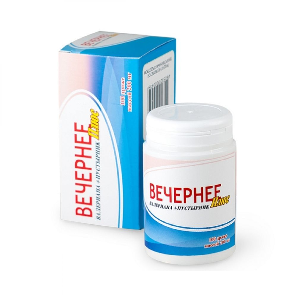 Вечернее Плюс валериана+пустырник драже №100/Парафарм