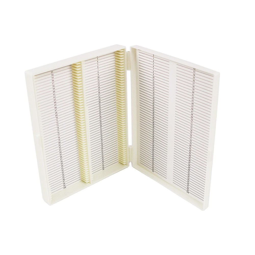 Штатив-бокс на 100 предметных стекол д/лабораторных исследований полистирол