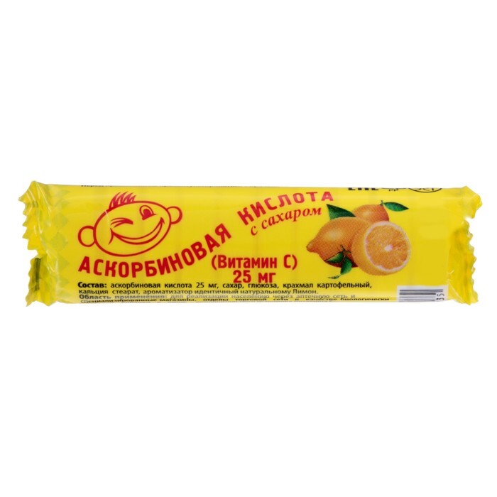 Аскорбиновая кислота с сахаром крутка банан №10/Аскопром