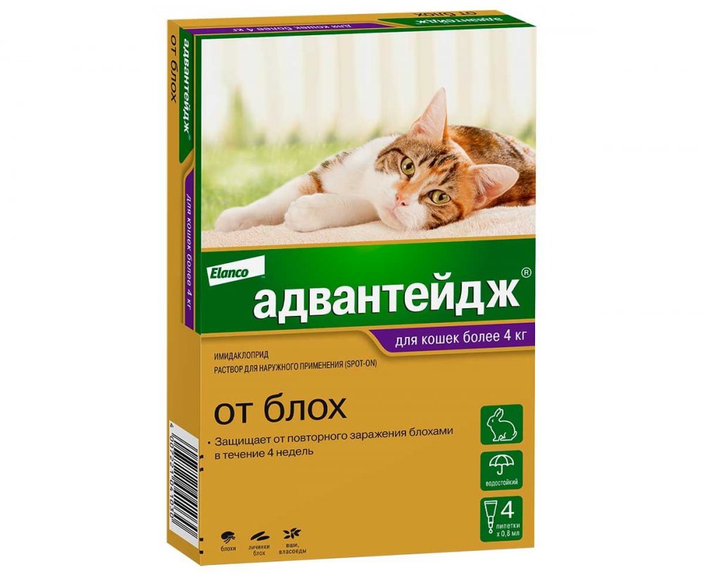 Адвантейдж капли на холку для котят и кошек до 4 кг пип. №4