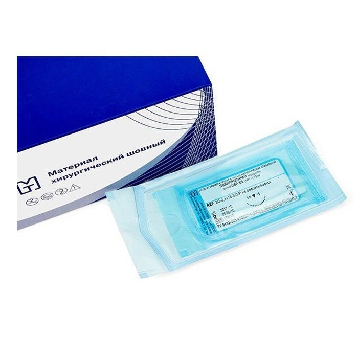 Игла атравмат. с нитью хирург. НЕЙЛОН мононить синий USP 2/0 (MР3), 75 см, 4С-0,7x25-2/0-N-(3-75)