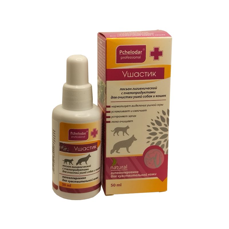 Ушастик лосьон гигиенический для очистки ушей собак и кошек 50мл