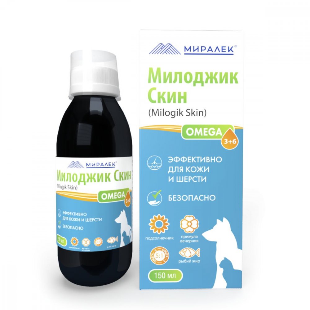 Милоджик Скин ОМЕГА 3+6 функциональное лакомство фл. 150 мл