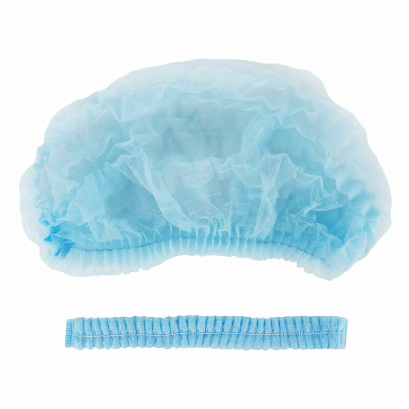 Шапочка берет нестер. плиссе Спанбонд 18гр/м2 р.54-66, длина 53 N25 (голубая)