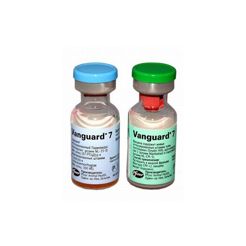 Вангард 7 (DHPPi 2L) вакцина для собак доза №1 (лиоф. + растворитель)