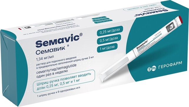 Семавик р-р д/п/к введ. 0,25/0,5/1мг/доза шприц-ручка 3мл (игла 9шт.)