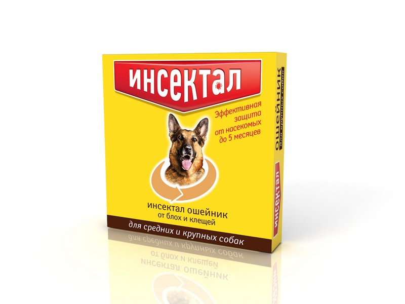 Инсектал Ошейник для сред. и круп.собак от блох и клещей 65см (Золотой)