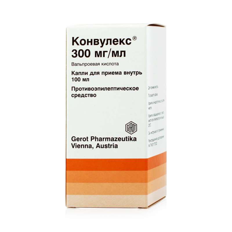 Конвулекс кап. д/пр. внут. 300мг/мл 100мл