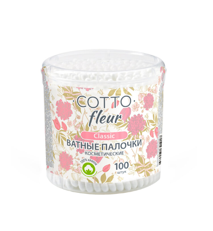 Ватные палочки №100 банка Cotto Fleur classic