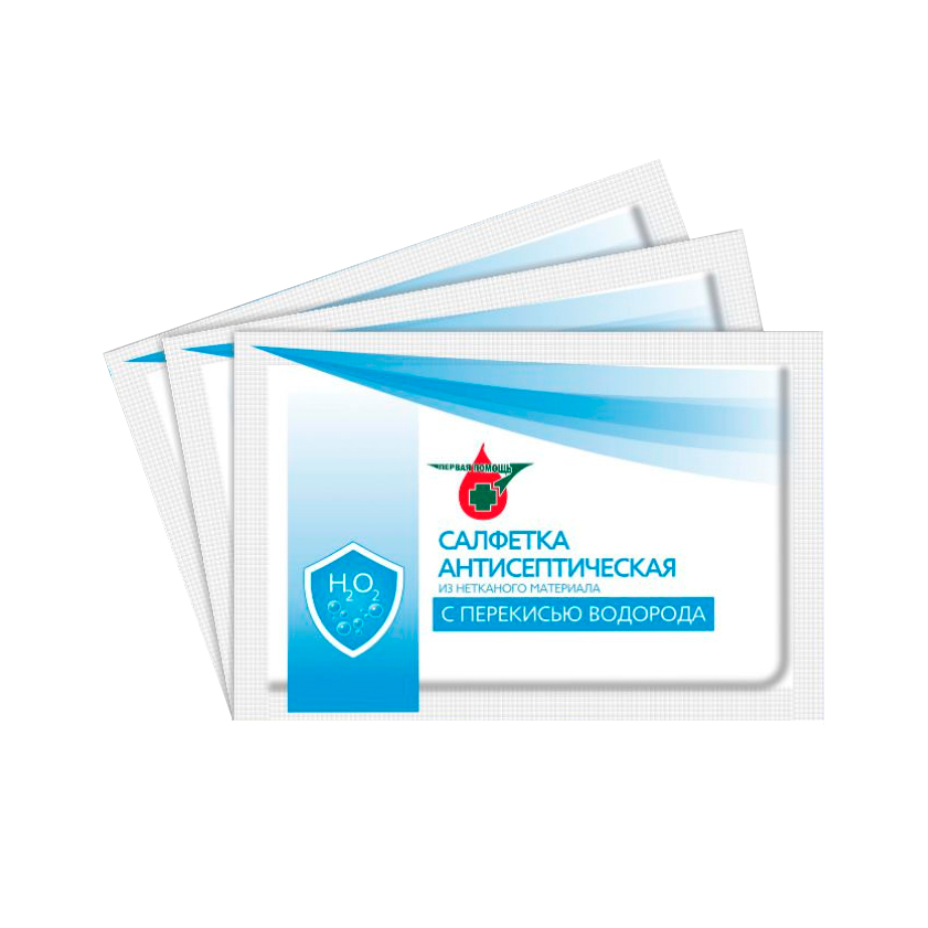Салфетка антисеп. из неткан. матер с перекисью водорода 130х180мм №250
